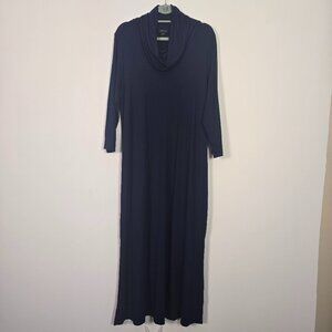 J.Jill Wearever Collection Womens Maxi Dress Navy Cowl Neck Tall L Minimalist